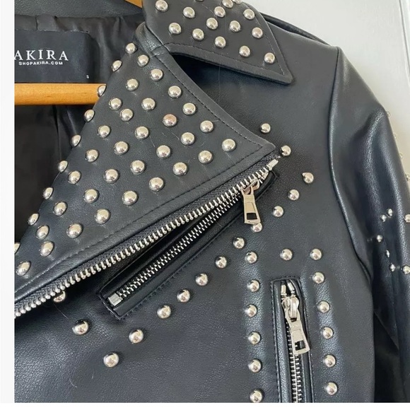 AKIRA Black Studded Leather Jacket - Picture 5 of 6